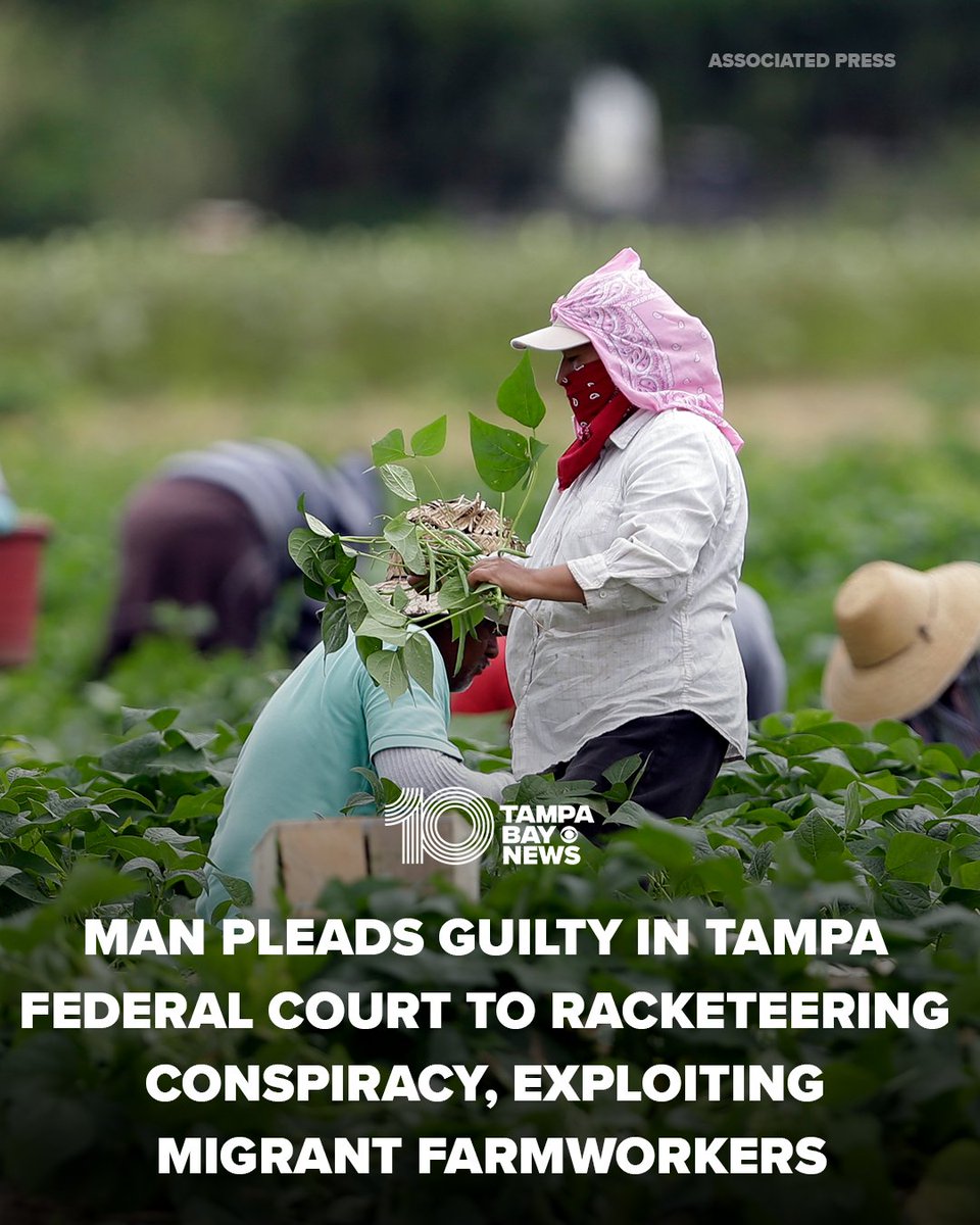 10TampaBay's tweet photo. The victims were immigrant workers with H-2A visas hired to harvest fruits, vegetables and other agricultural products, the DOJ said: https://t.co/DRnY8oS9Ez https://t.co/CjeZEuG6ME