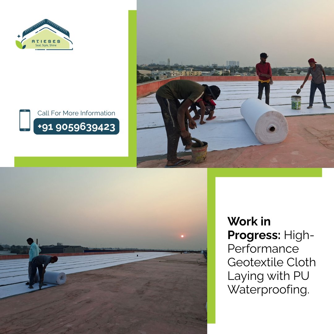 atiesesconsult's tweet photo. 🏭 Factory Terrace Waterproofing in Progress in Hyderabad!
Geotextile cloth laying with advanced PU waterproofing ensures strong, long-lasting protection against leaks and weather damage. Perfect for factory &amp; industrial roofs.
https://t.co/6RfD4g21yp
📞 +91 9059639423 https://t.co/hleKNbQuoZ