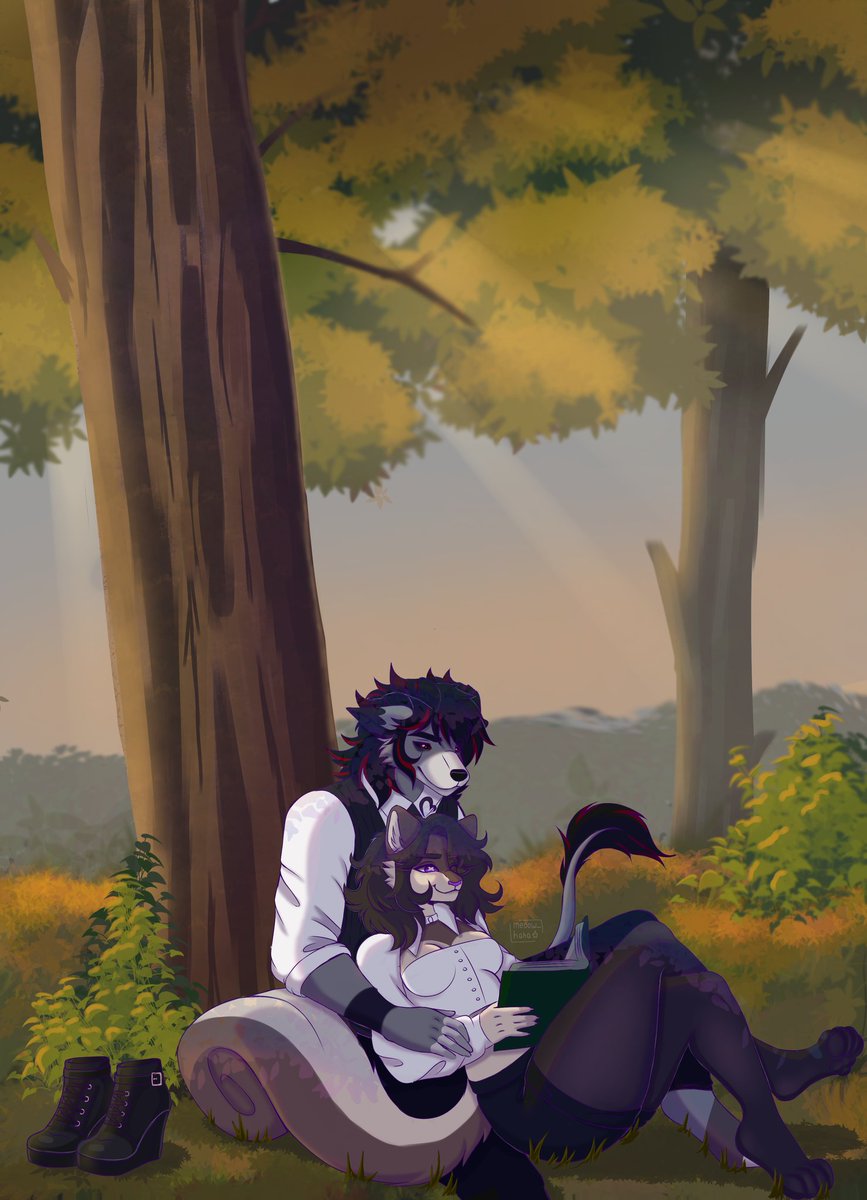 RazielUmbra's tweet photo. Adoro ter um tempo para descansar um pouco ainda mais na floresta~

Dessa vez decidi chamar a @Yazh4rt para ler um livro e relaxar também~

Comissão feita pela @KittyOwO15! https://t.co/McHckwgZcx