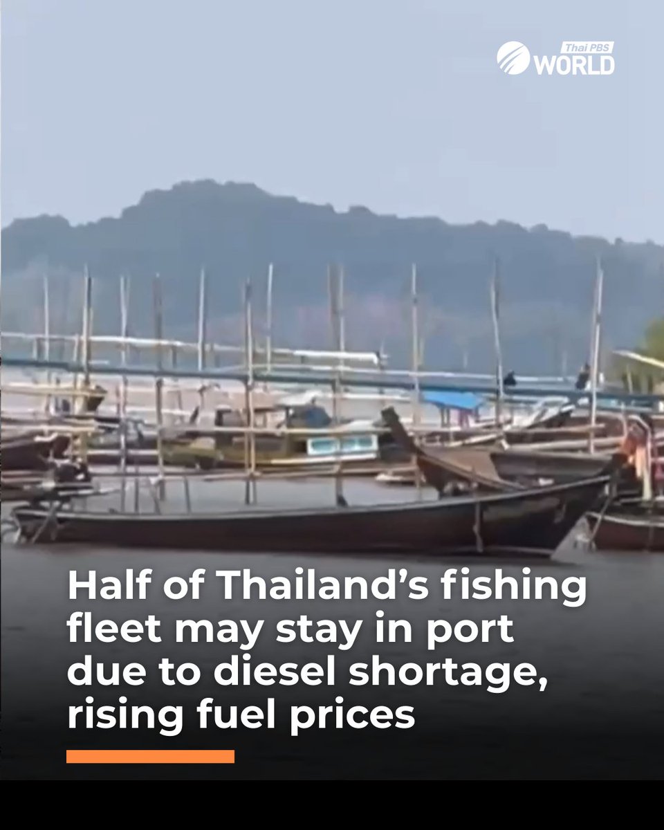 Half of Thailand’s fishing fleet of about 9,000 vessels is expected to remain in ports in the coming weeks due to the shortage of diesel and anticipated price increases to the level that would make going to sea unaffordable for many boat owners who do not have strong financial