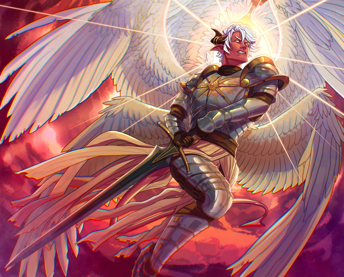 Tiefling Knight (commission) 
#digitalart #Tiefling #knight