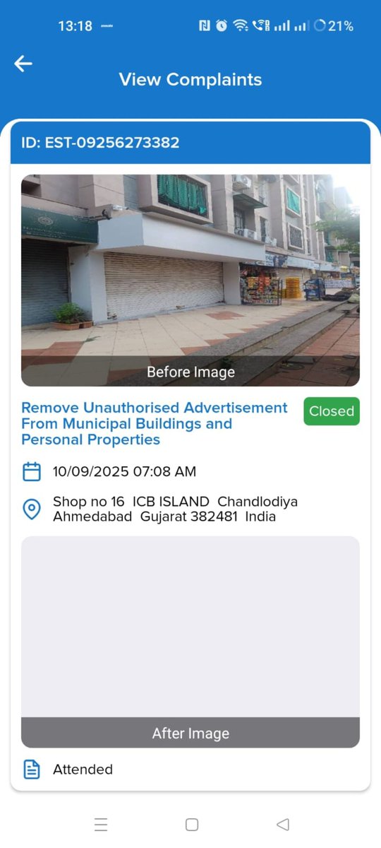 seemakumar271's tweet photo. First complaint on 10th September 2025 regarding illegal shed closed without any action taken. Second complaint 12th March 2026 now waiting for action.
@AMC_Complaints 
@AmdavadAMC https://t.co/0NMM8jFwhe
