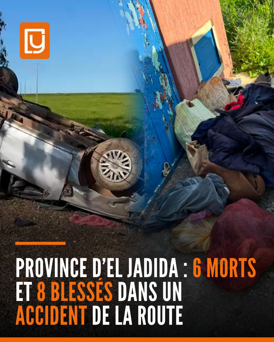 yabiladi_fr's tweet photo. 🚨 Un tragique accident de la route a coûté la vie à six personnes, dont trois femmes, et en a blessé huit autres ce mercredi à Douar Al-Houanta, dans la commune d’Ouled Rahmoun, située dans la province d’El Jadida
https://t.co/22TDrAfXHf
#ElJadida #Accident #Victimes #Actualité https://t.co/sJdTZkbNfE