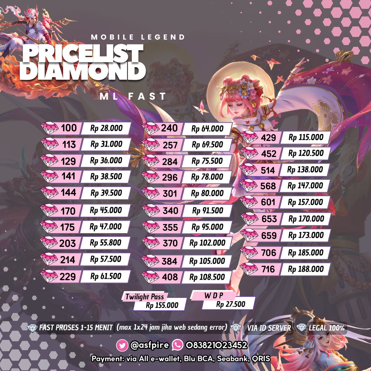 CLAU STORE - TOPUP DIAMOND ML, WDP, ROBUX, FF & UC tweet media