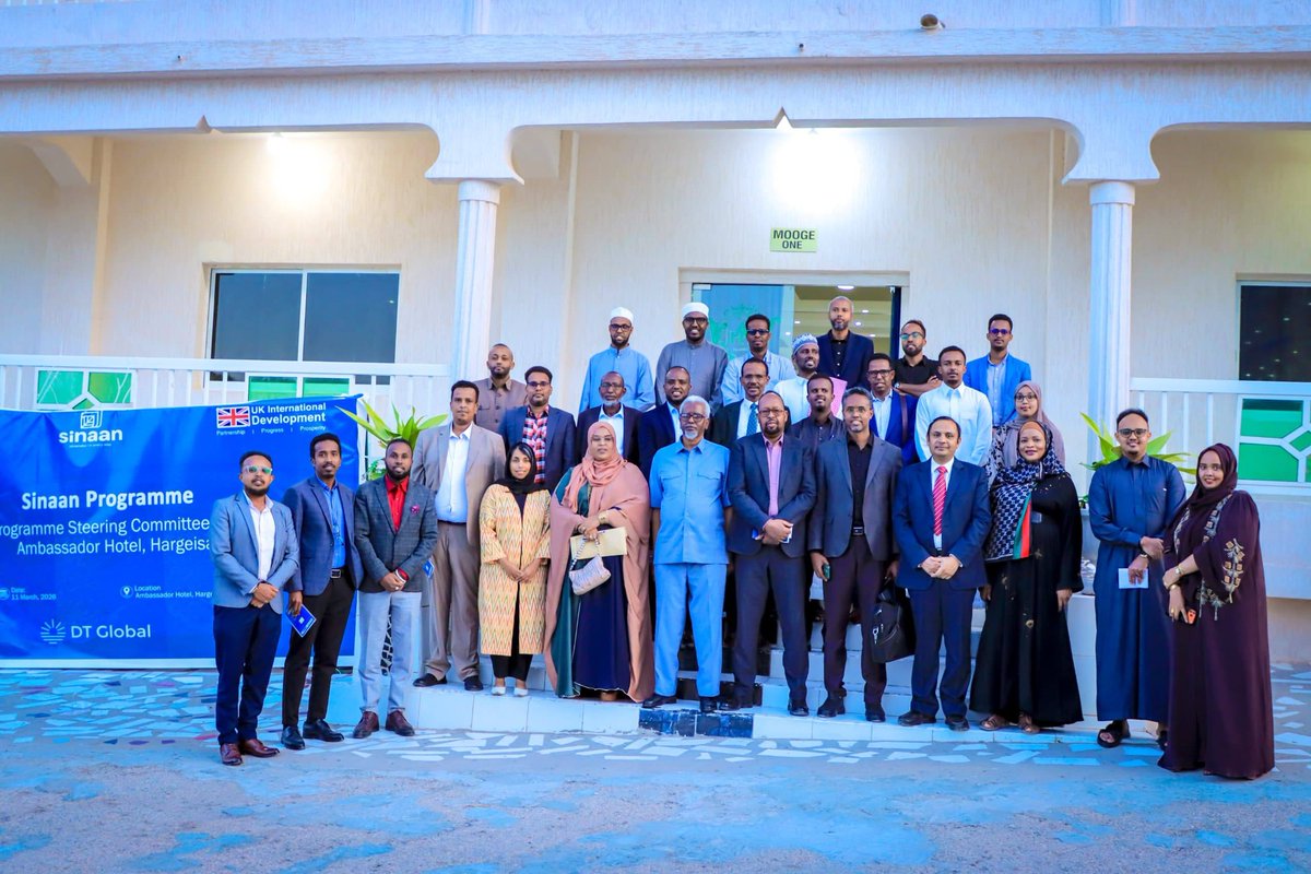 MOLGUDJSL's tweet photo. The Ministerial Committee and Technical Members of the SINAAN Project held their second meeting at the Ambassador Hotel to review the progress of the project and assess the achievements made so far.

The meeting was attended by the Minister of the Ministry of Local Governments and Urban Development of the Republic of Somaliland, Hon. Hassan Ahmed Duale, the Minister of National Planning and Development, the Director General of the Ministry of Local Government, representatives from relevant ministries, officials from DT Global, the UK Government Office, and representatives from the municipalities of Burco and Tog-Wajaale.