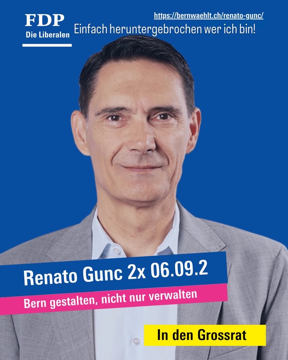 renogunc's tweet photo. Einfach wer ich bin!

Darum 2x auf Liste 6 FDP Stadt Bern 💙
Merci vieu mou https://t.co/YSamrbS1Lw