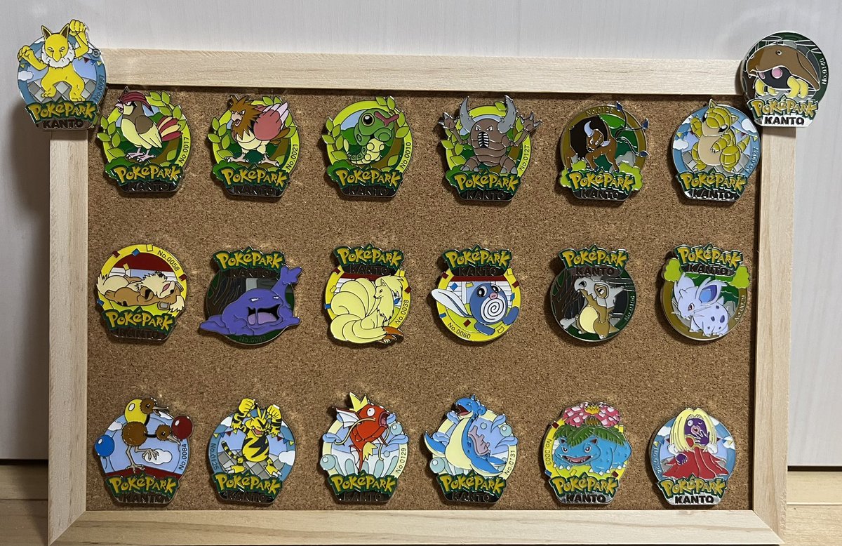 ポケパークで購入してたピンズ飾った！ 並べて飾るとめっちゃいい感じ