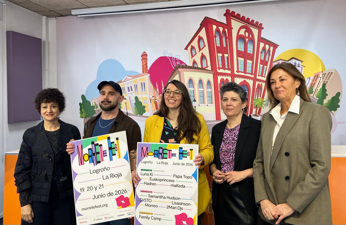 AytoLogrono's tweet photo. 👩🎤🎶| #Logrono acogerá del 19 al 21 de junio la quinta edición del festival de la cultura LGTBI+ en La Rioja #MorreteFest.
🔹 La concejala de Alcaldía, Gobernanza e Igualdad, Celia @EzquerroSanz, ha participado esta mañana en #LaGotadeLeche en la presentación del festival organizado por @GyldaRioja.
👉 Más info: https://t.co/68ORoSyUpy
