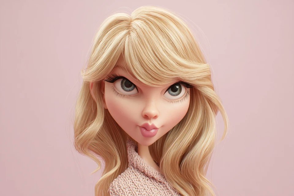 Prompt share: 3D caricature

💬Prompt:
A highly stylized 3D caricature of [celebrity], with an oversized head, expressive facial features, and playful exaggeration. Rendered in a smooth, polished style with clean materials and soft ambient lighting. Minimal background to