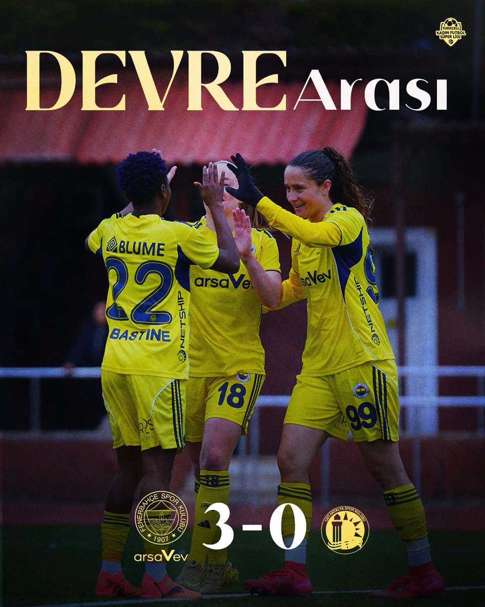 kadinfutbolfb's tweet photo. İlk yarıyı 3-0 önde tamamlıyoruz.
#FBvANT https://t.co/zWqnJeyj2Q