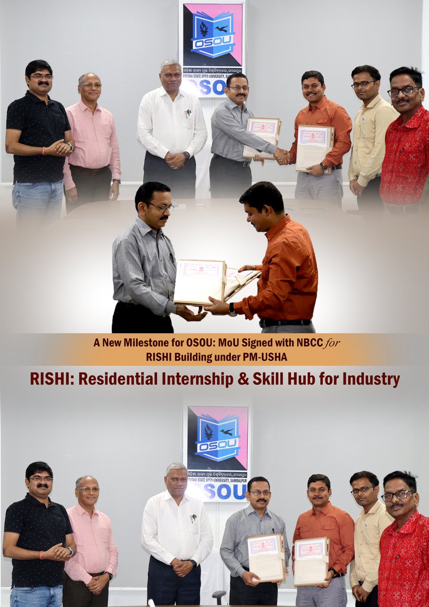 OsouOdisha's tweet image. A New Milestone for OSOU: MoU Signed with NBCC for RISHI Building under PM‑USHA
RISHI: Residential Internship &amp;amp; Skill Hub for Industry
#OSOU #NBCC #PMUSHA #RISHI #SkillDevelopment #HigherEducation #FutureSkills #IndustryReady