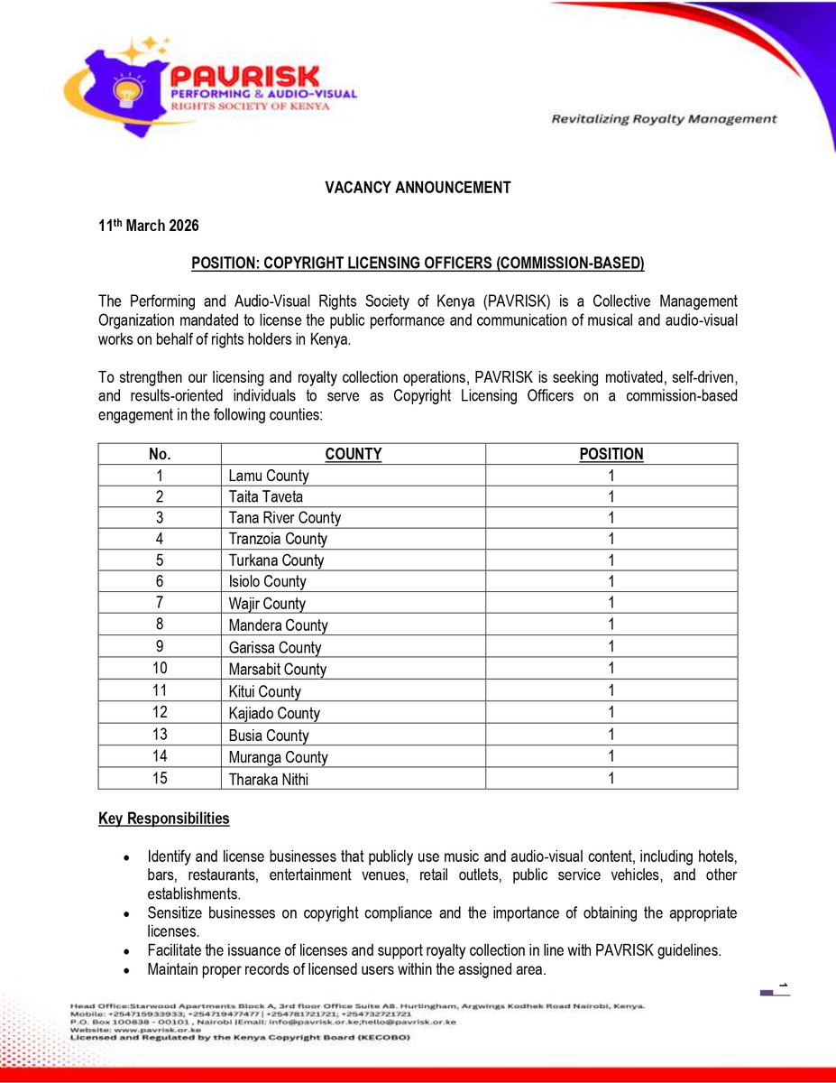 Performing &Audio-Visual Rights Society of Kenya tweet media