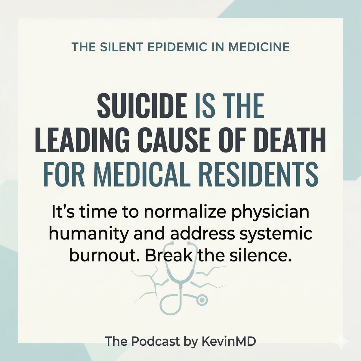 Suicide is now the LEADING cause of death for US medical residents.

We are losing 500 physicians a year. That is an entire med school class. Stop demanding "resilience" from doctors and start fixing the system.

Tie executive bonuses to wellness, not just RVUs.

Link to the