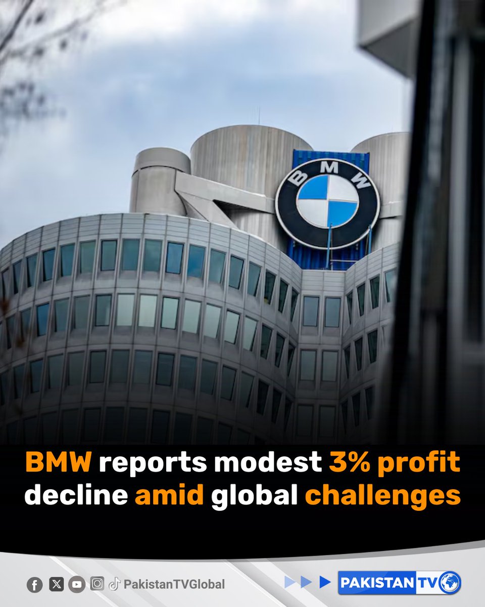 PakTVGlobal's tweet photo. BMW’s annual profit slips 3% to €7.45 billion, showing a smaller decline compared to rivals Mercedes-Benz and the Volkswagen amid global challenges.
#PakistanTV #PakistanTvglobal #BMWProfit2026 #AutoIndustryUpdate #GlobalMarketTrends https://t.co/4EdYCDY1Ft