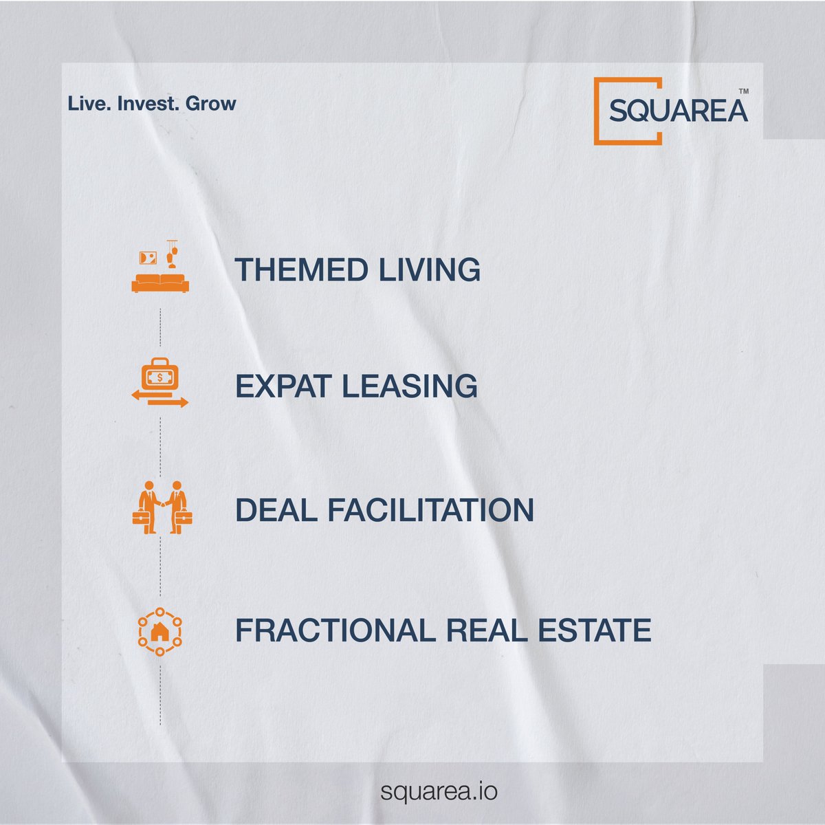 squareateam's tweet photo. At SQUAREA, we engage with these varied facets through a range of services that support different stages of the real estate journey. 

#SQUAREA #LiveInvestGrow #RealEstate #RealEstateAdvisory #PropertyInvestment #RealEstateServices #AssetManagement #GlobalRealEstate https://t.co/DTyvOdQBz7