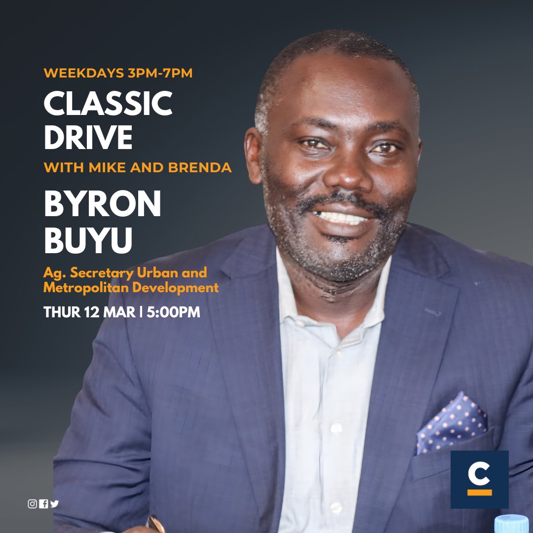 Classic105Kenya's tweet photo. What’s next for Nairobi’s urban development? 

Get answers THIS AFTERNOON when Byron Buyu, Ag. Secretary Urban and Metropolitan Development, sits down with Mike and Brenda on Classic Drive! https://t.co/b1Y7nlqEmQ