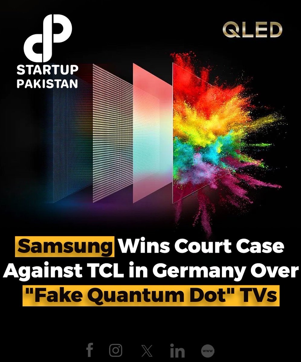 PakStartup's tweet photo. Samsung wins a landmark court case in Germany proving that its Quantum Dot technology is genuine while TCL’s claims are misleading

#samsung #TCL #quantumdot #technology https://t.co/lbReldZHwE
