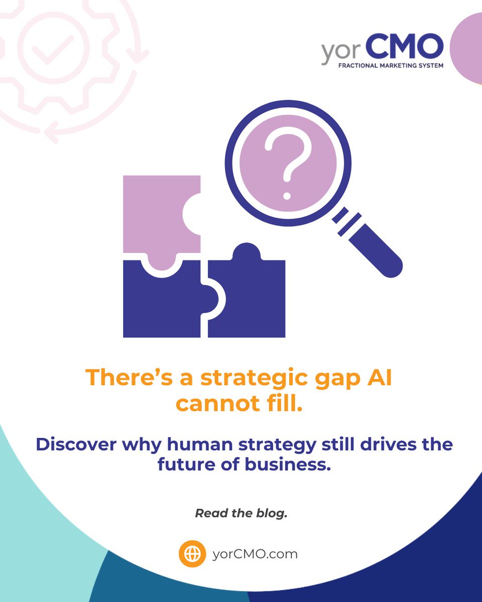 yorCMO's tweet photo. AI can analyze data, automate tasks, and optimize campaigns—but it can’t replace leadership.

The Strategic Gap AI Cannot Fill is vision, positioning, and strategic decision-making.

Why human leadership is still the real advantage:
https://t.co/Vqpoq9KVag https://t.co/zqR89NGvC1