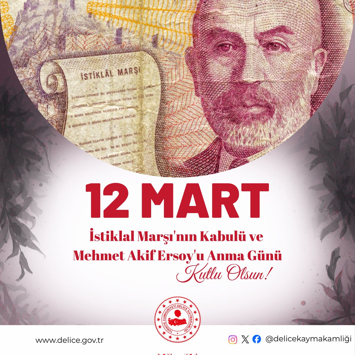 🇹🇷12 Mart İstiklal Marşı'nın Kabulü ve Mehmet Akif Ersoy'u Anma Günü Kutlu Olsun.
