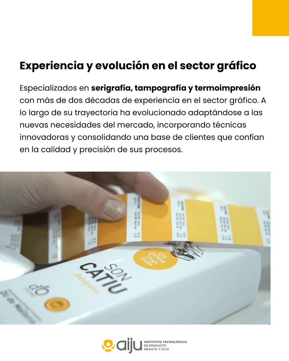 AIJU_Tecnologi's tweet image. ¡Damos la bienvenida a Tintas Greis, S.L. como nuevo #socioAIJU! 🎉
Más de 20 años de experiencia como especialista en #serigrafía, #tampografía y hot stamping, ofreciendo soluciones de #impresión en materiales como plástico, vidrio, metal o cerámica. 

🔗f.mtr.cool/lvroapgvkk