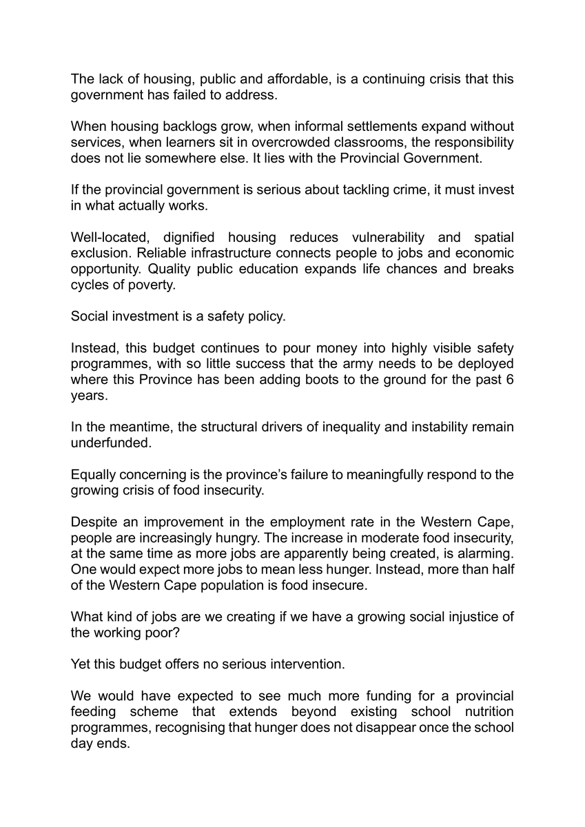 ForGoodZA's tweet photo. Western Cape Budget 2026 fails to fund the fundamentals. Housing cut, infrastructure slashed, hunger ignored, while a failed safety plan gets more money. Social investment IS safety.
#GOODParty #UniteForChange #FundTheFundamentals https://t.co/XeO83QKfQx