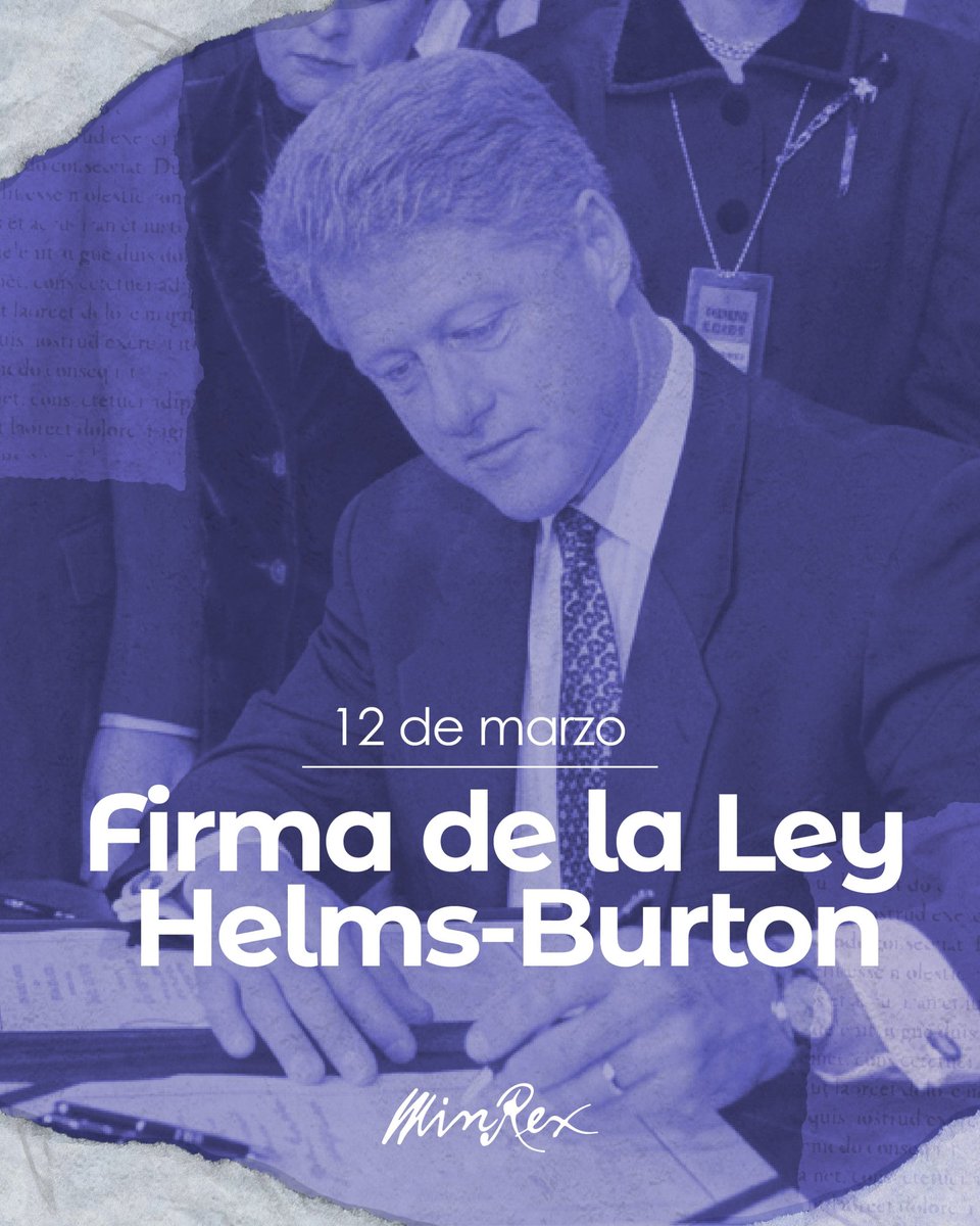 Son 3 décadas de la firma de la Ley Helms-Burton, que codifica la asfixia y la guerra económica de EEUU contra el pueblo cubano.

Viola las más elementales normas del comercio internacional, al intimidar a quienes invierten y realizan negocios con #Cuba. Es muestra del carácter
