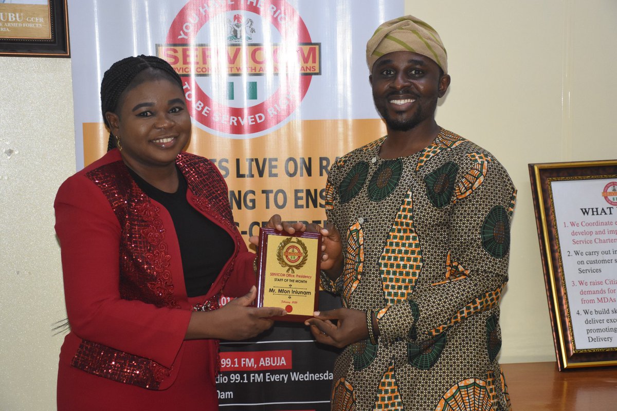 ServicomOffice's tweet photo. 🏆 Staff of the Month: Mfon Iniunam
⏰ Most Punctual Staff: Mr. Tony Ochelebe
👔 Best Dressed Staff: Funmilola Ololade
Celebrating excellence, professionalism, and dedication at SERVICOM.
#SERVICOMInAction #StaffRecognition #PublicServiceExcellence https://t.co/q4x2nDZylv