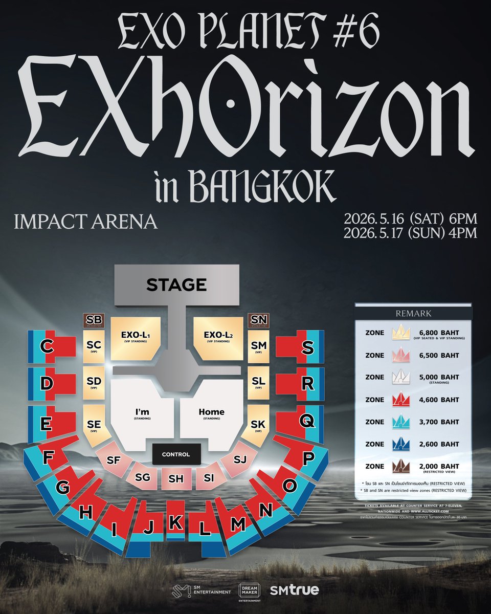 🔴 ผังมาแล้วววววว ไม่ใช่คอนฟรีอย่างที่คิสสสส 🤭 𝐄𝐗𝐎 𝐏𝐋𝐀𝐍𝐄𝐓 #𝟔 - 𝐄𝐗𝐡𝐎𝐫𝐢𝐳𝐨𝐧 𝐢𝐧 𝐁𝐀𝐍𝐆𝐊𝐎𝐊 #EXhOrizon_in_BANGKOK 

⭐️ 16-17 พฤษภาคม 2026
❣️ อิมแพ็ค อารีน่า 
🎫  เปิดจำหน่ายบัตร : แบ่งเป็น 3 รอบ ดังนี้
1. [รอบ “𝐄𝐗𝐎-𝐋” 𝐌𝐞𝐦𝐛𝐞𝐫𝐬𝐡𝐢𝐩 (𝐆𝐋)