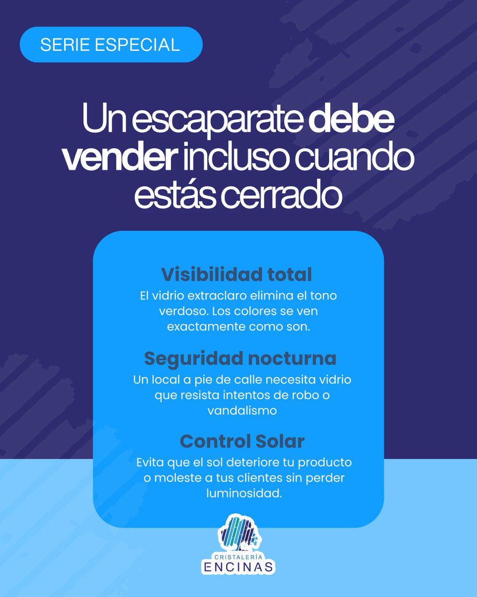 CRISTENCINAS's tweet photo. 🔎 Tu escaparate trabaja incluso cuando tu negocio está cerrado.

El vidrio no es solo un elemento estructural.
Es la primera impresión que reciben tus clientes.

En Cristalería Encinas te ayudamos a elegir el vidrio adecuado para tu local.
🌐 https://t.co/RBdvT2kNxm https://t.co/BbfnQaWmpm