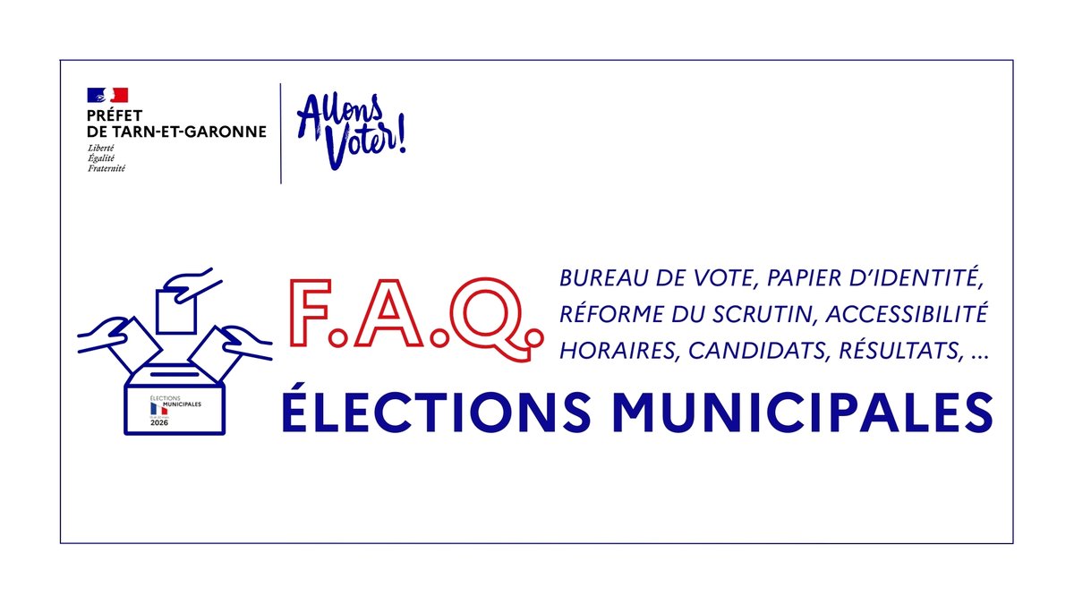 Image de Préfet de Tarn-et-Garonne - #Municipales2026 🗳 | Des questions sur le scrutin ?
👉 Demain, vous voterez pour le 1er tour des él