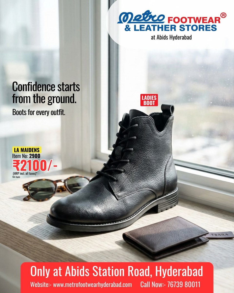 Metro_Shoes_Hyd's tweet image. Brand Name: LA Maidens
SKU Number: 2900 
Gender: Women
Category: Women
Shoe Type: Boots

📍 Available only at Metro Footwear &amp;amp; Leather Stores, Abids – Hyd
📞 Call / WhatsApp: 76739 80011 

#MetroFootwear #MetroFootwearHyderabad #BootStyle #MensBoot #ChelseaBoot #MensFashion