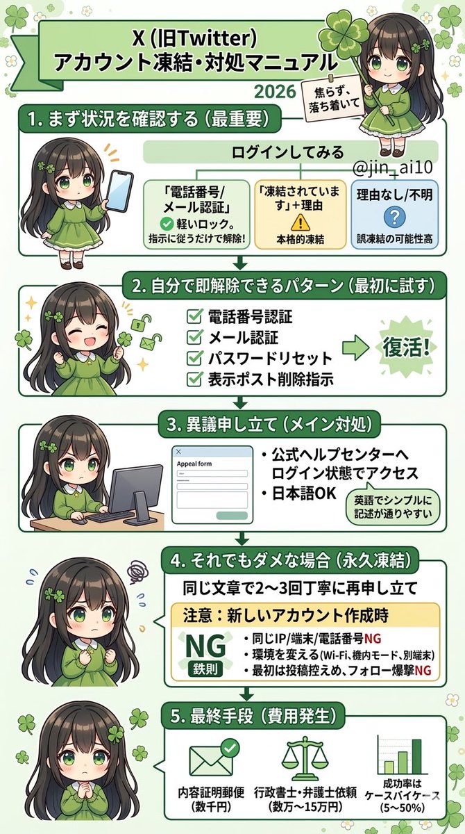 🚨Xアカウントが凍結された時の対処法 （2026年版） 焦らなくて大丈夫
