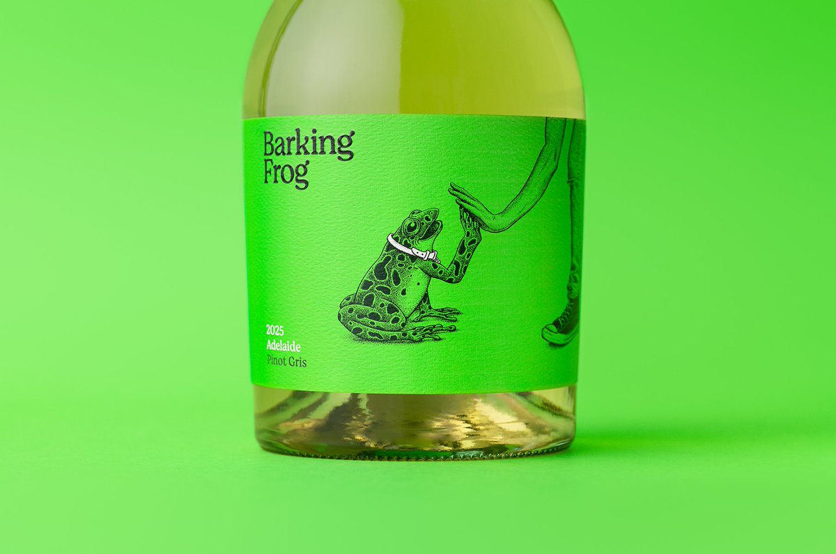 packagings's tweet image. Barking #Frog brings a playful twist to #winebranding, inspired by the unusual Australian frog known for its barking call.

packagingoftheworld.com/2026/03/barkin…

#labeldesign by Cornershop Design