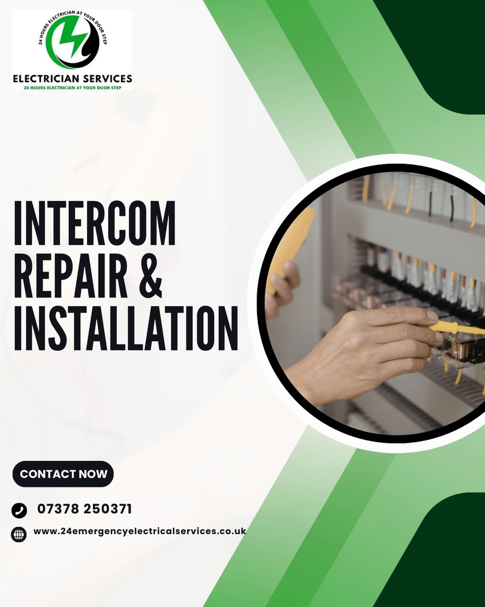 services15818's tweet image. We offer reliable intercom repair and installation services for homes, flats, and commercial buildings across London.

Book Online +44 7378 250371 or visit our website shorturl.at/jHgBN
#IntercomRepair #IntercomInstallation #IntercomService #LondonElectrician