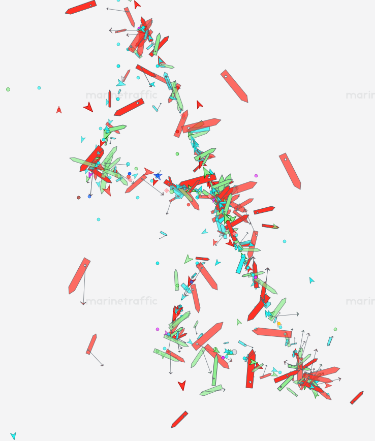 punitbhatia's tweet photo. Middle Eastern shipping at risk.
Large number of vessels currently waiting to exit the Arabian Gulf.
Latest snapshot from MarineTraffic shows congestion building rapidly. https://t.co/ek8DWhJNjg
