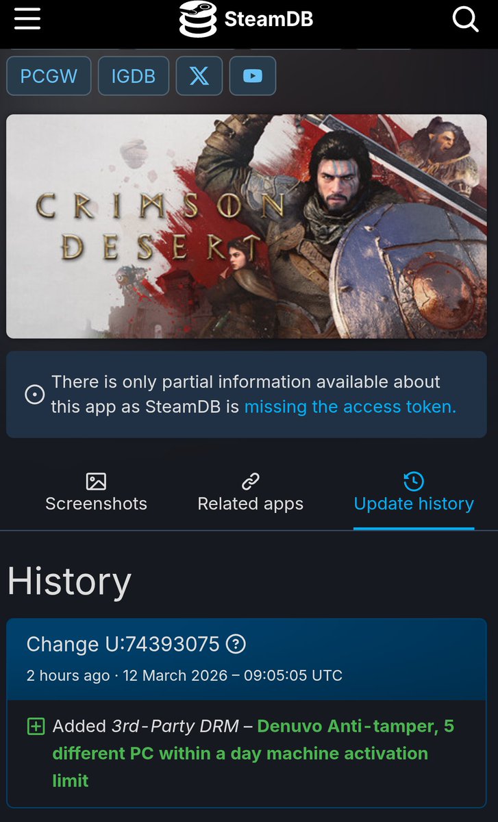 Tulio_112's tweet image. Adicionaram o Denuvo, no Crimson Desert. 

Se vai impactar o desempenho no PAC ainda não sabemos, mas a controversa tecnologia anti-pirataria vai dar o que falar.