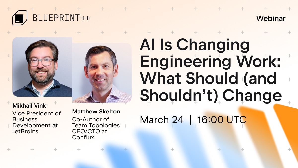jetbrains's tweet photo. Developer productivity shouldn’t be measured in speed. On March 24, Matthew Skelton will explain how to optimize workflows for real value instead.