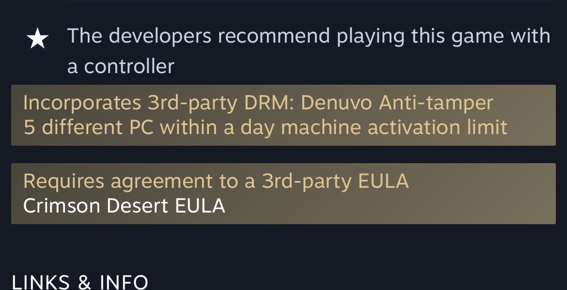 Pirat_Nation's tweet image. Crimson Desert has added DRM Denuvo.