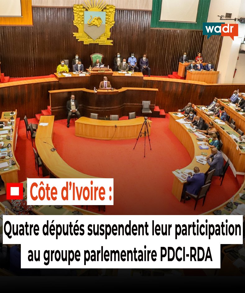 wadrfrancais's tweet image. En Côte d’Ivoire, quatre députés ont annoncé la suspension de leur participation aux activités du groupe parlementaire du Parti démocratique de Côte d’Ivoire – Rassemblement démocratique africain (#PDCI-RDA).

Les détails👉wadr.org/fr/cote-divoir…