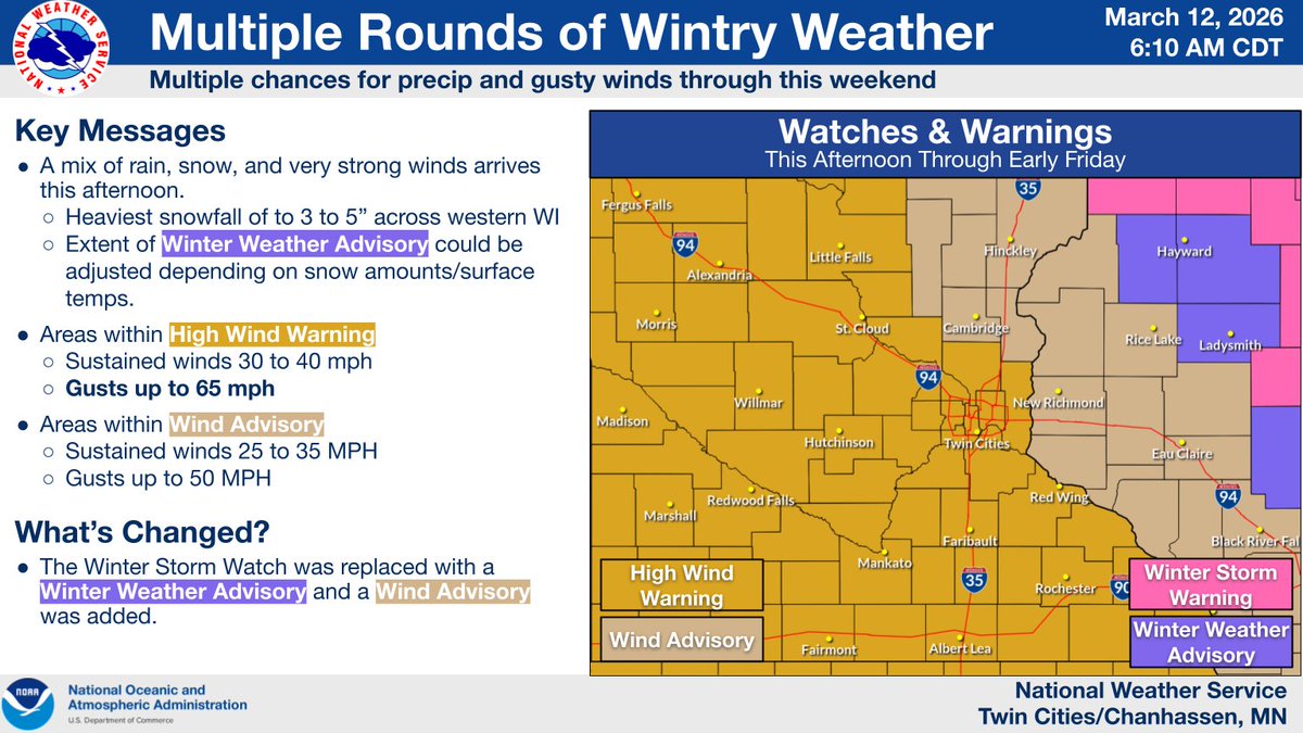 A wintry system will bring a mix of rain, snow, and very strong winds ...