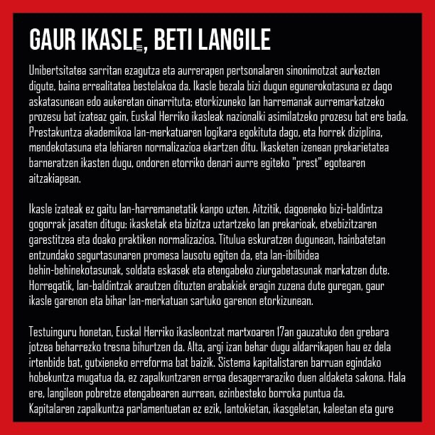 Nup_Astindu's tweet photo. GAUR IKASLE, BETI LANGILE!
MARTXOAK 17, GREBA OROKORRA! https://t.co/QWV2ixrX1Z