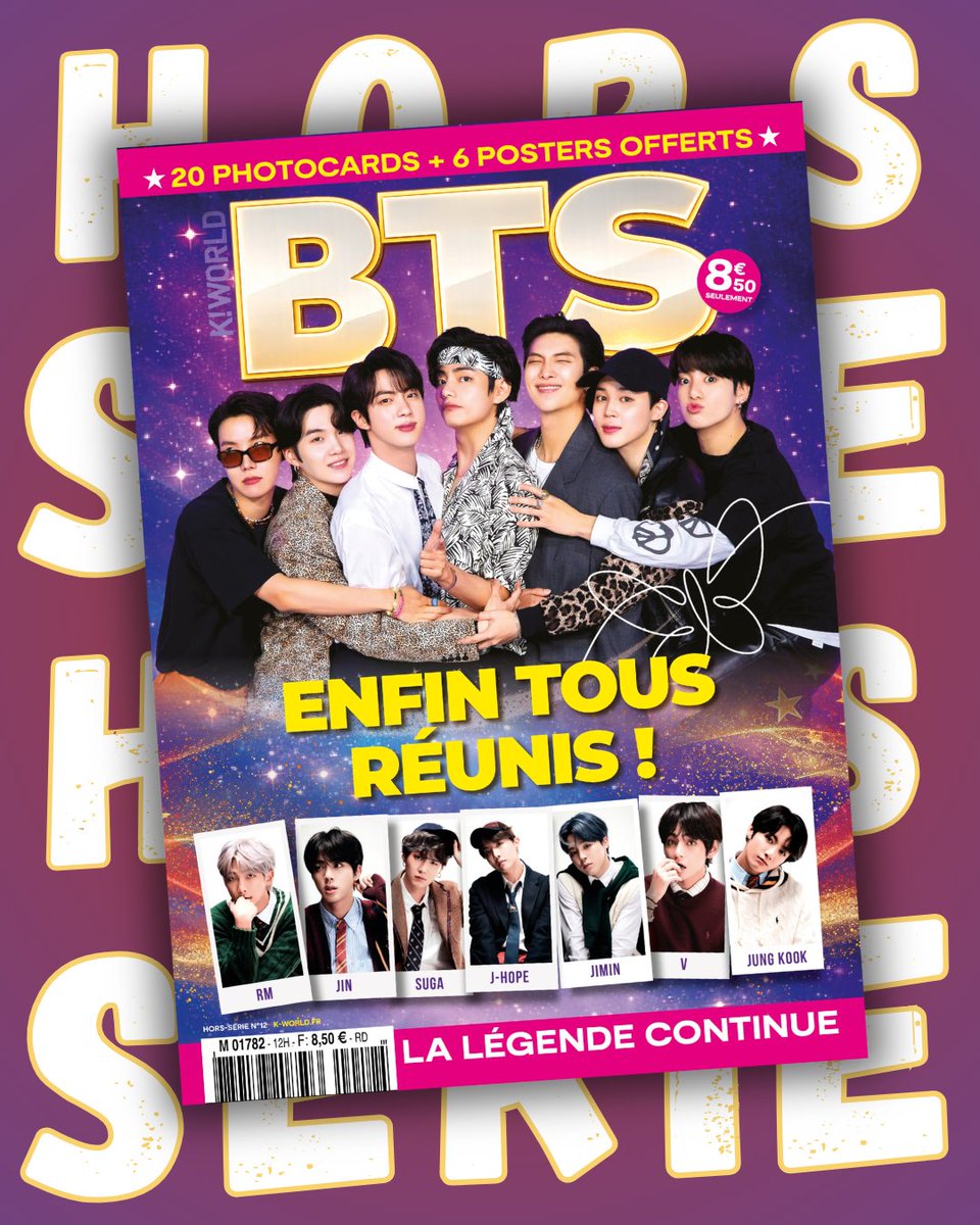 kworldofficiel's tweet photo. 💜 COVER REVEAL 💜
Le hors-série K! World spécial BTS arrive ! 🔥
80 pages pour redécouvrir la carrière légendaire du groupe + 20 photocards &amp; 6 posters offerts 🎁
📅 27 mars 2026
🔗 Précommande sur https://t.co/d1tS8AQLGt
#BTS #ARMY #Kpop #KWorld #BTSMagazine https://t.co/8EErQshCPM