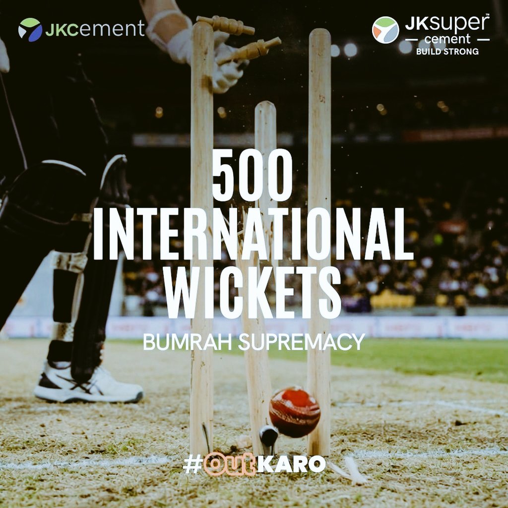 sohitcooo's tweet photo. When pressure peaks and stadium holds breath, Jasprit Bumrah delivers accuracy like structures built with JK Cement. #OutKaro https://t.co/5uk6NwUHdL