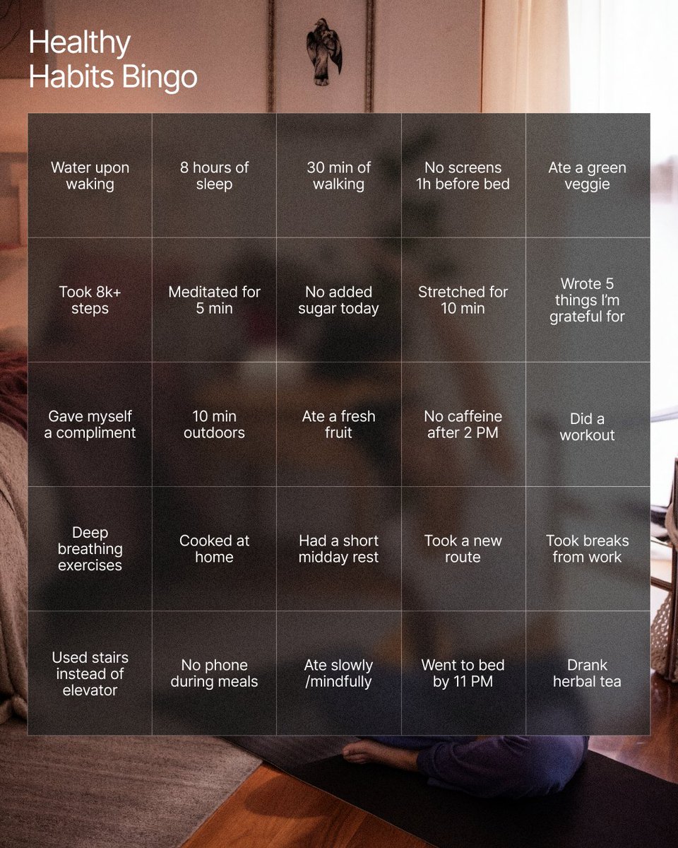 Holivita_'s tweet photo. Small habits win every time. Check the Healthy Habits Bingo to track the daily wins that help stay healthy and feel better.
What is your score today? 👇
#CommunityMode https://t.co/kzN3pY0XIL