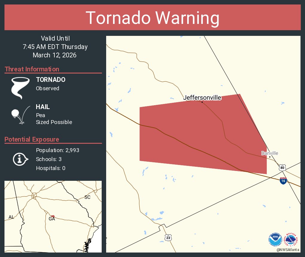 NWStornado: Tornado Warning continues for Jeffersonville GA until 7:45 AM EDT