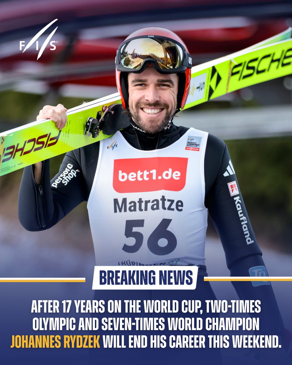 fisnoco's tweet photo. Time to say goodbye🥹🫶

After 17 years on the Nordic Combined World Cup, Johannes Rydzek🇩🇪 will end his career this Sunday🥲

Thank you for so many unforgettable moments✨, now we’re looking forward to the final race at Holmenkollen🙌

#fisnoco #nordiccombined #wintersport https://t.co/MLNxN0zmWY