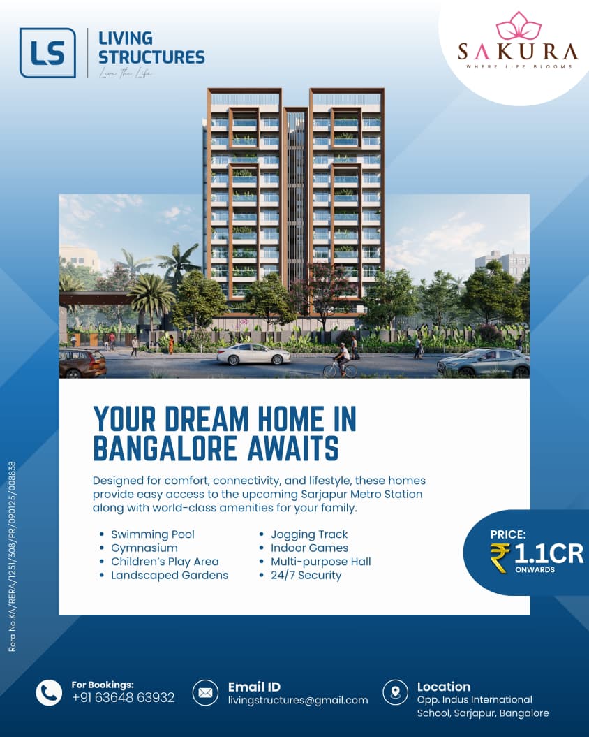 LivStructures's tweet photo. Your Dream Home in Bangalore Awaits
Modern 2 &amp; 3 BHK homes with premium amenities in Sarjapur.
Starting from ₹1.1 Cr. https://t.co/is8A8I2d4x