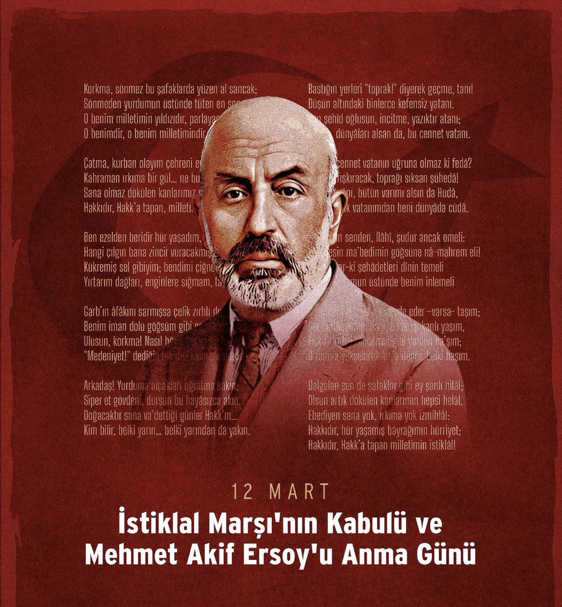 ulku_terzioglu's tweet photo. Bu anlamlı gün vesilesiyle, 
İstiklâl Marşı’mızın yazarı Mehmet Âkif Ersoy’u ve Millî Mücadele’nin tüm kahramanlarını rahmet, minnet ve saygıyla yâd ediyorum Ruhları şad olsun. https://t.co/47AGSKNh3D