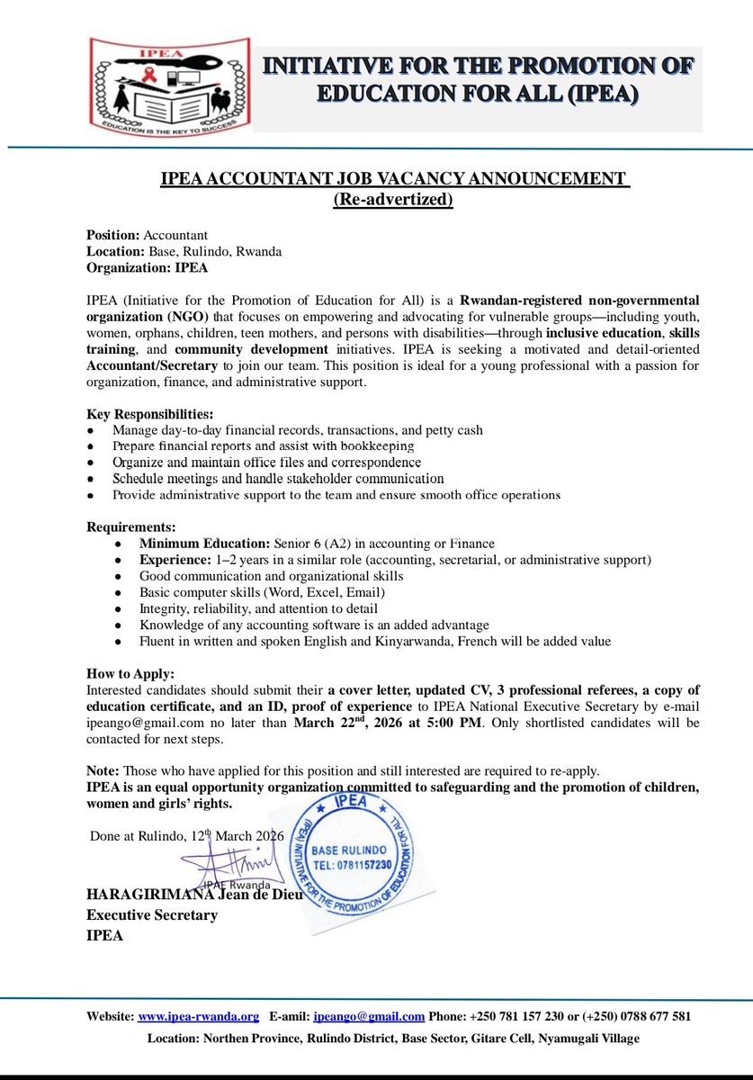 ipeango's tweet photo. 🚨 We’re Hiring at IPEA!
We invite qualified and motivated candidates to apply and join our team committed to professionalism and excellence.
📌 Check the requirements and apply before the deadline.
#Hiring #JobOpportunity https://t.co/kUQanYwltw