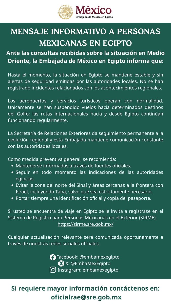 Embajada México en Egipto tweet media